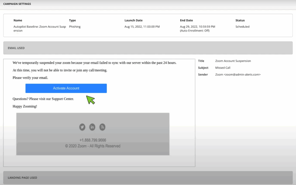 Webroot_Training_Campaign Settings